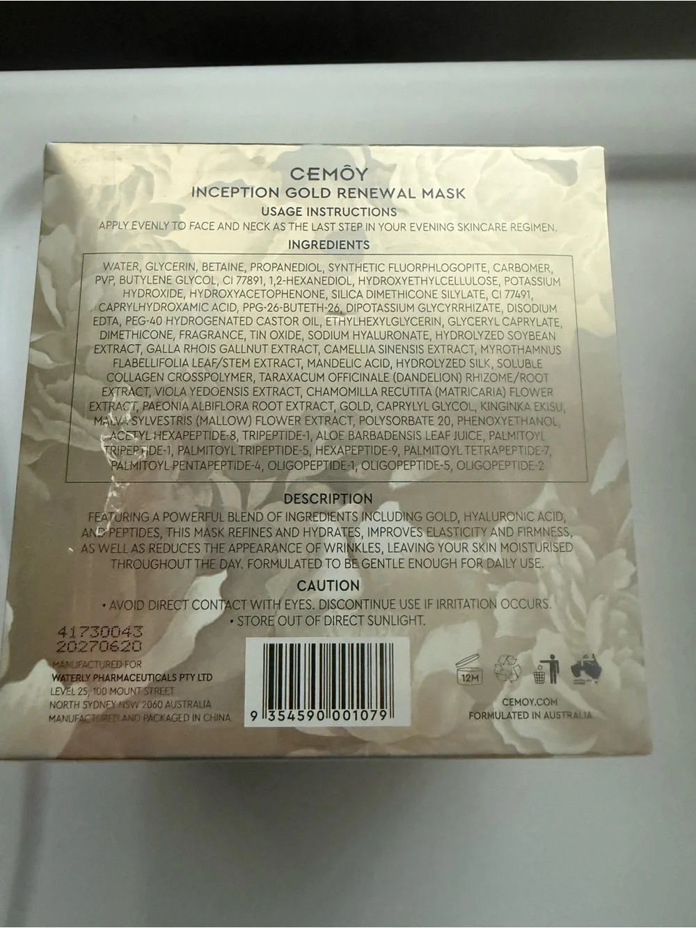 Cemoy Inception Gold Renewal Mask